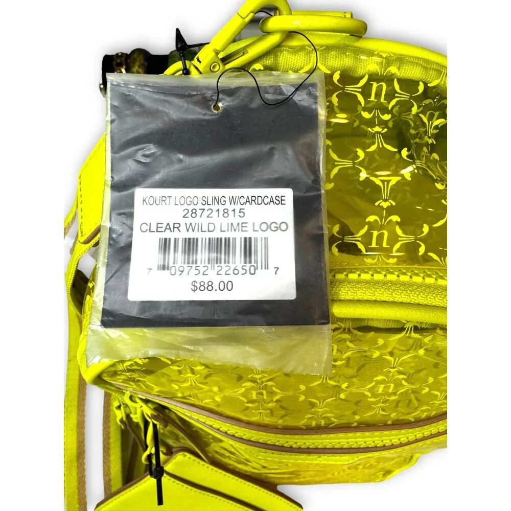 Nanette Lepore Kourt Logo Sling Backpack Clear Lime Vegan Leather